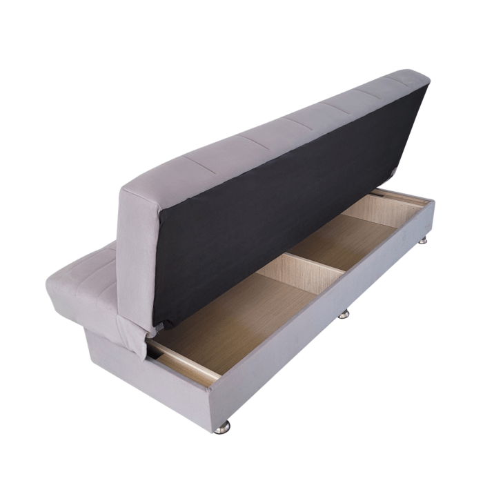 Canapea extensibila cu spatiu depozitare Alma catifea Gri deschis - imagine 9