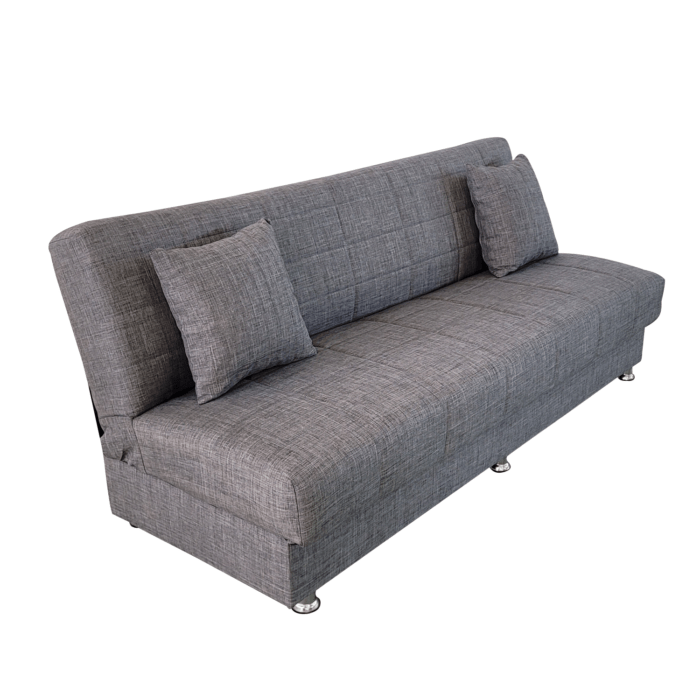 Canapea extensibila cu spatiu depozitare Alma tesatura Gri deschis Melange - imagine 5