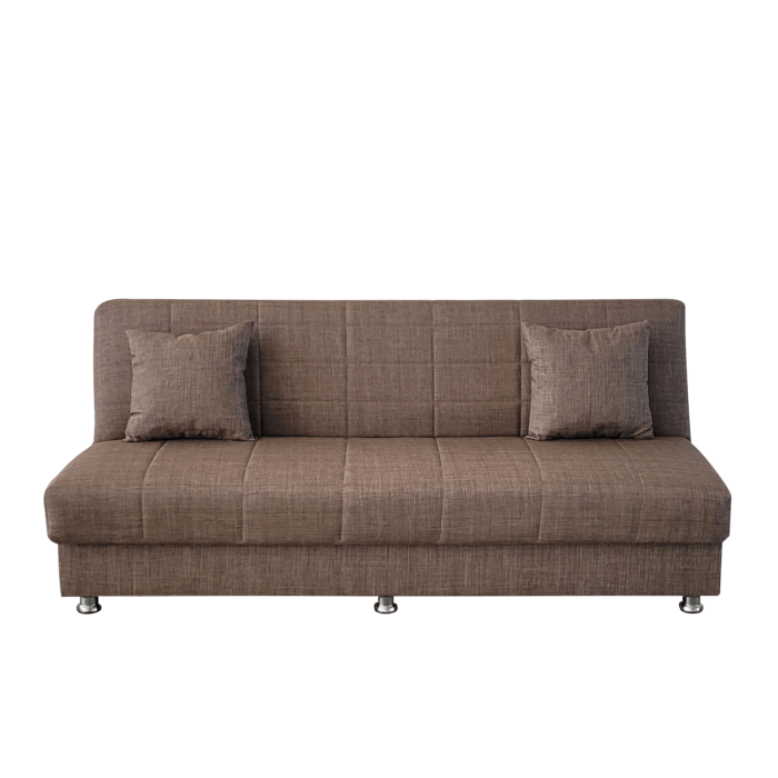 Canapea extensibila cu spatiu depozitare Alma tesatura Maro Melange - imagine 4