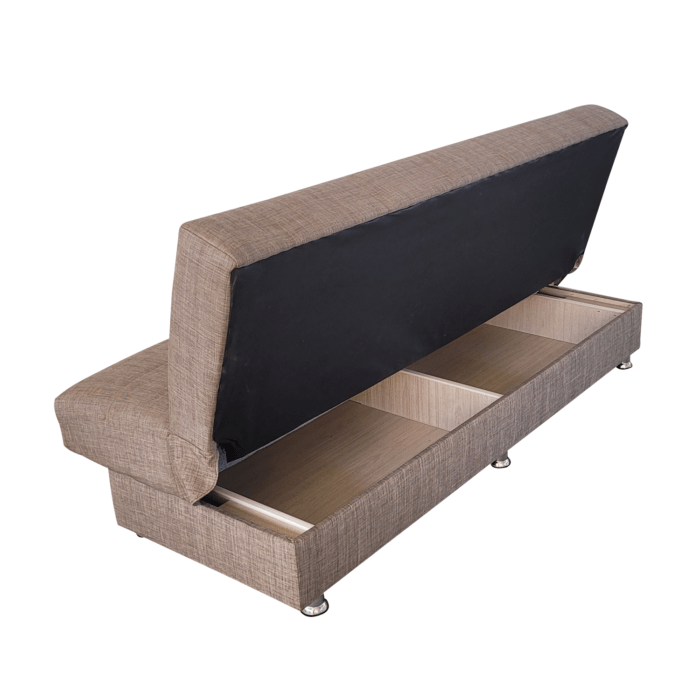 Canapea extensibila cu spatiu depozitare Alma tesatura Maro Melange - imagine 7