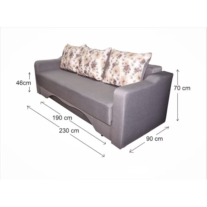 Canapea extensibilă cu spatiu depozitare Amias tesatura Gri Antracit - imagine 4